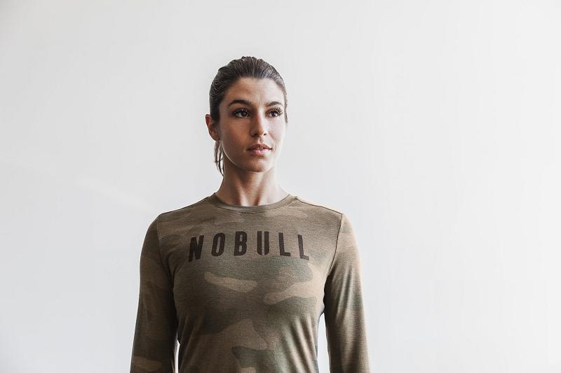 Olive Nobull WoTee (CAMO) Women's Long Sleeve | CA R2204V